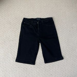 Knee length black shorts